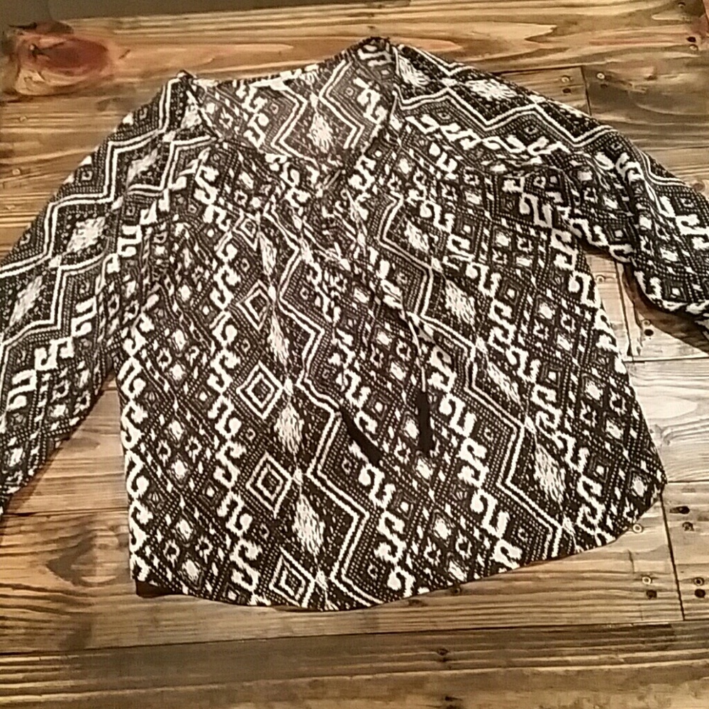 American Eagle blouse with tassle tie at neck